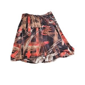 Connected Apparel A-line Skirt Size 2X Brown Red Beige Abstract Print Mexico